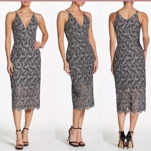 NWOT Dress the Population Aurora Lace Midi Dress